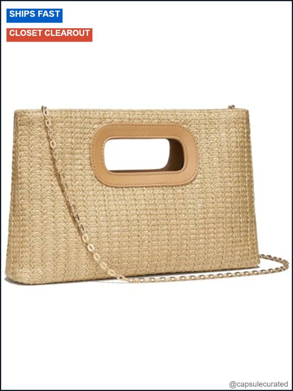 Woven Straw Top Handle Clutch Purse Handbag Shoulder Crossbody
